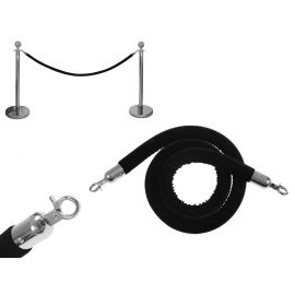 Black rope for hotel bollards 150cm - velor type