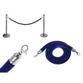 Blue rope for hotel bollards 150cm - velor type