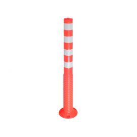 Orange tilting bollard 100cm with reflectors