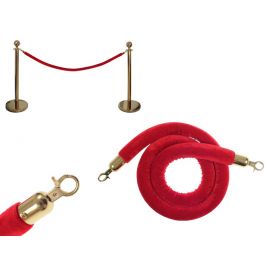 Red rope for hotel bollards 200cm - velor type