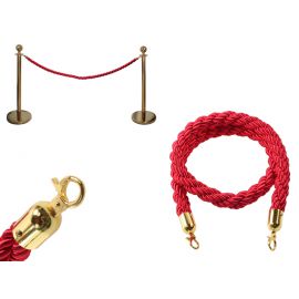 Red rope for hotel bollards - braided type