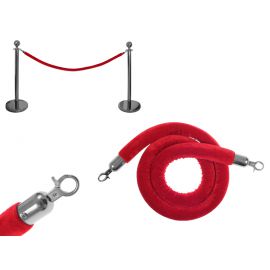 Red rope for hotel bollards 150cm - velor type