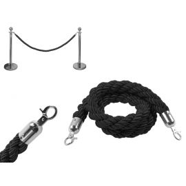 Black rope for hotel bollards - braided type